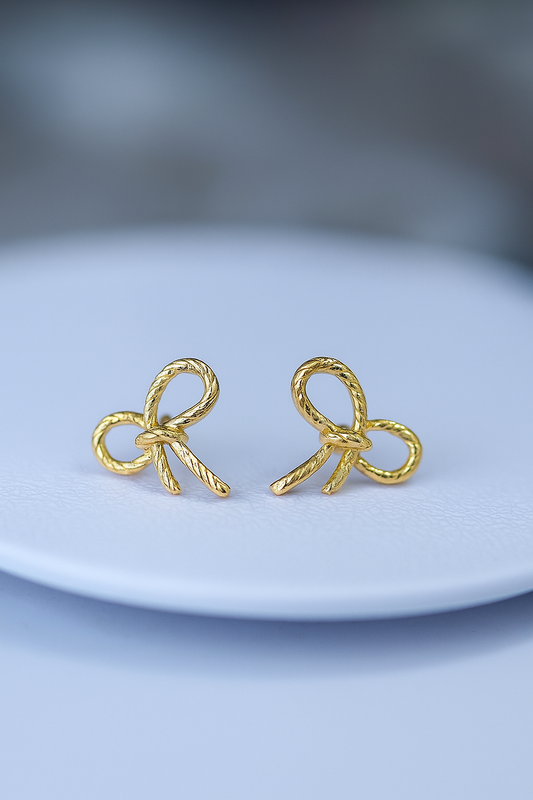 Golden Whimsy Bow Studs